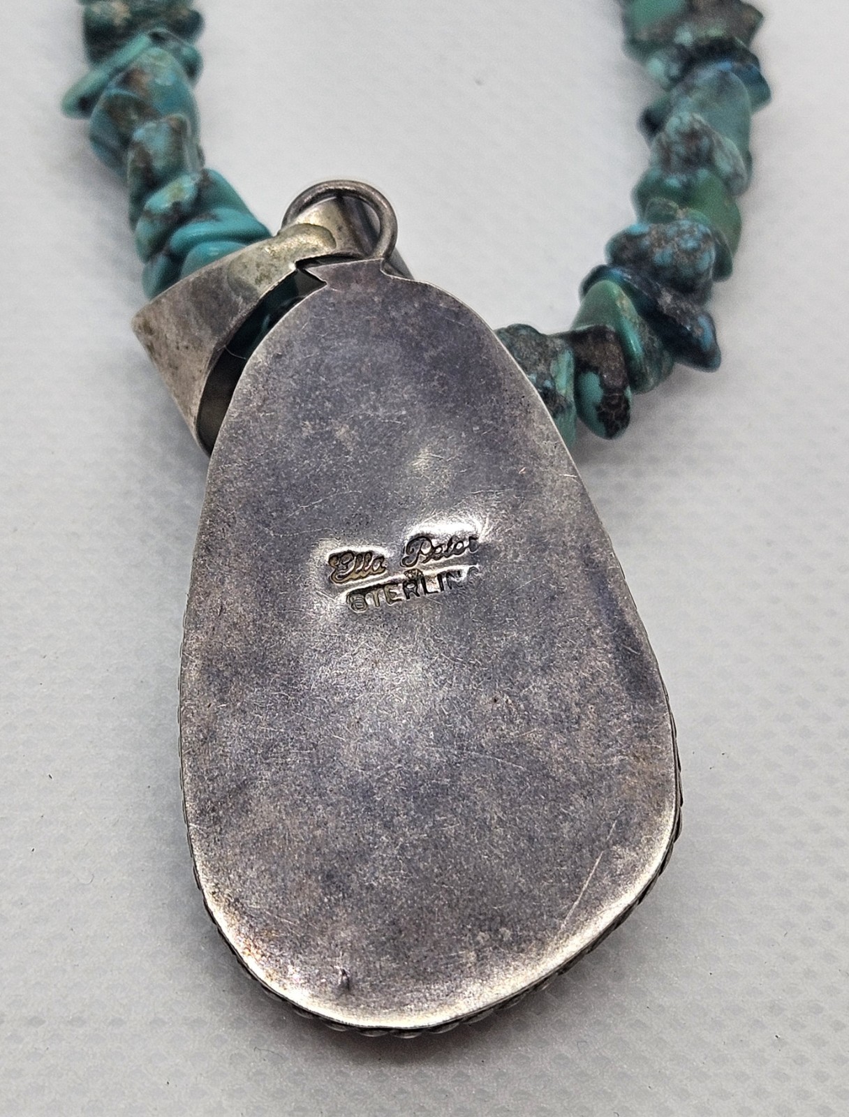Navajo Ella Peter Sterling Silver Blue Turquoise Neck… - Gem