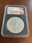 2021 $1 Silver Eagle Landing T-2 Gaudioso Signed Label First Day FDOI NGC MS 70