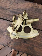Antique Maritime Brass Nautical 8” Sextant Astrolabe Working Wood Brass Box