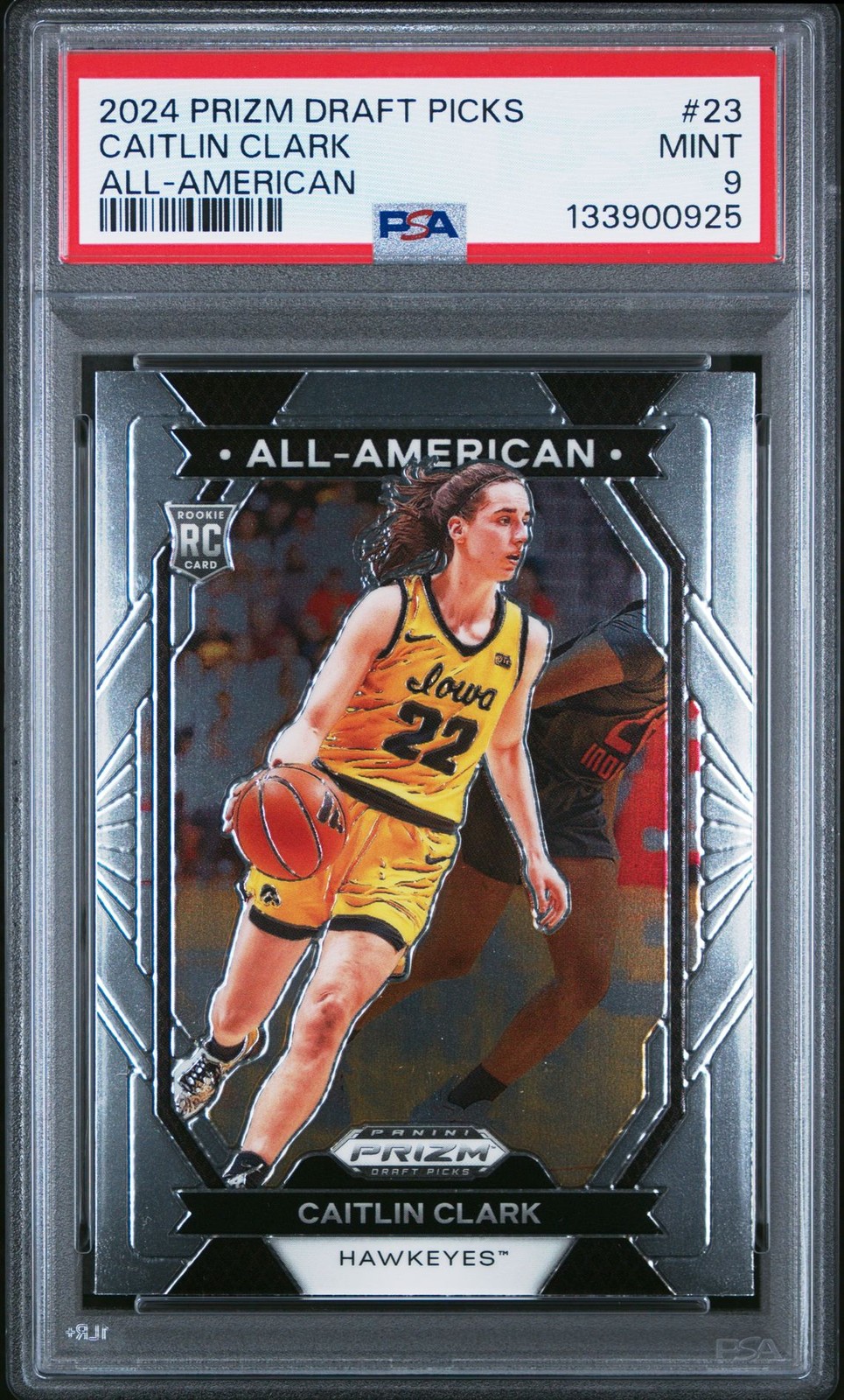 2024 PANINI PRIZM DRAFT PICKS ALL-AMERICAN CAITLIN CLARK 23 RC PSA MINT 9 IOWA