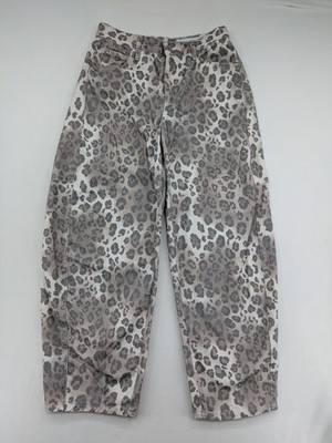 Bershka Damen Jeans Größe 36 Leopard Animal Print High Waist Straight Leg