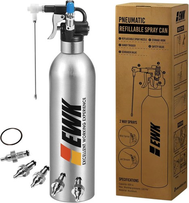 #ad EWK Patented Aluminum Refillable Spray Can 5 Nozzles Silver $80.99