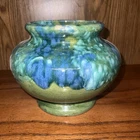 Brush McCoy 1930s Vintage Art Pottery Blue Green Blended Onyx Ceramic Vase