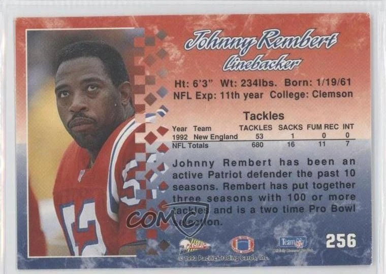1993 Pacific Johnny Rembert #256 - Image 2 of 2