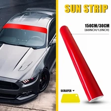 Universal Windshield Banner Gloss Red Vinyl Decal Sun Visor Strip 60"x12" PVC EW