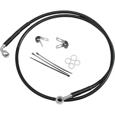 Drag Specialties 1741-2539 Extended Stainless Steel Front Brake Line Kit - Black