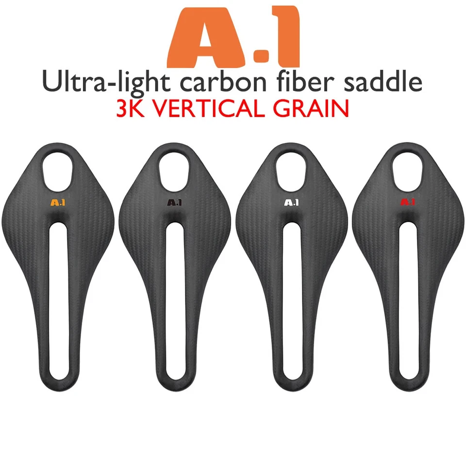 Carbon Fiber Matte Gloss Seat Cushion MTB Road Gravel Bicycle Saddle 124x255mm - Image 3 of 4