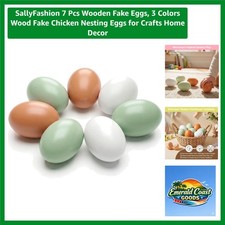 Set of 7 Medium Wooden Fake Eggs in 3 Colors - Perfect for Easter Crafts  Decor