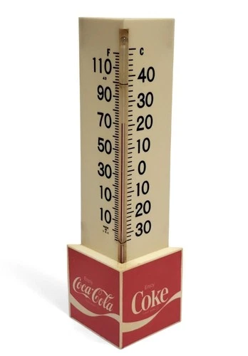 Vintage Coca-Cola Wall Thermometer 1970s Plastic Coke USA Advertising Sign