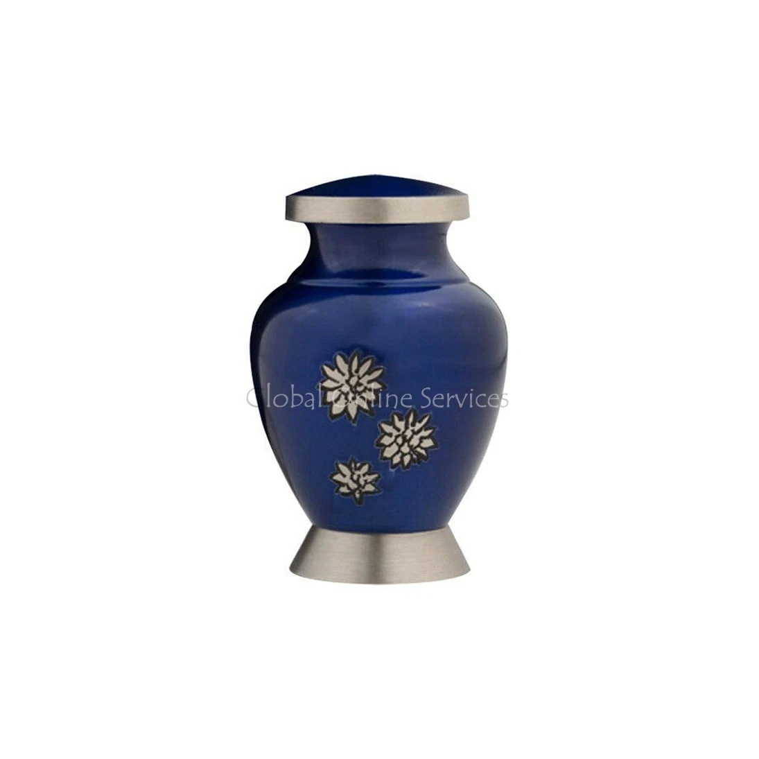 Urna Crematoria Pequeña Con Flores Paz Real Azul Para Cenizas Humanas