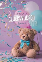 Allgemeine WüNsche Herzlichen GlüCkwunsch Alles Gute TeddybäR GlüCkwunschkarte M