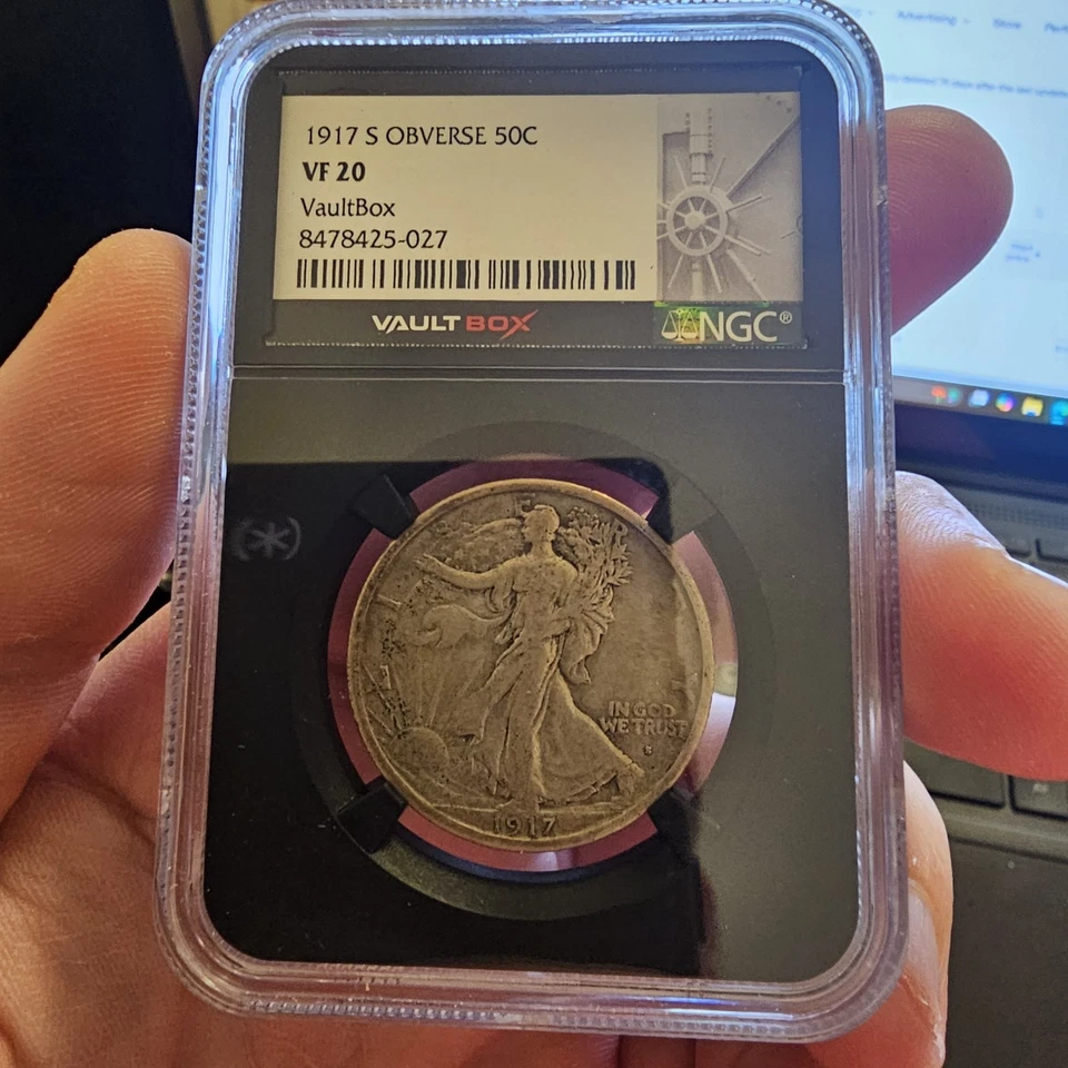 1917 S Obverse 50C VF 20 Key Date!! Walking Liberty - Image 2 of 3