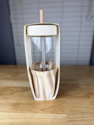 New Jasmine Glass Bottle With Reusable Straw, 32 Ounce, BPA and Lead Free ￼