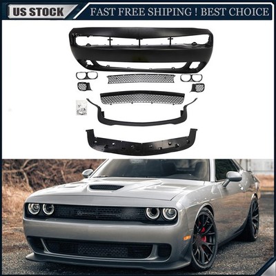 Full Front Bumper Cover Kit w/Lip For 2015-2023 Dodge Challenger Hellcat Style