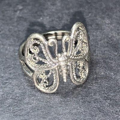 STERLING SILVER 925 Lot Ring S31 Sz 6.5 Butterfly Cute Vintage Moth Day Of The