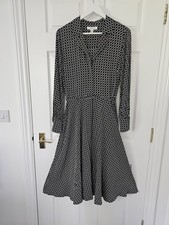 M&S Autograph Midi Dress Geometric Print Size 12 Black Ivory New Without Tags