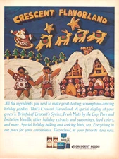 1969 Print Ad Cresent Foods Cookies Gingerbread Family Santa Reindeer Stars Life