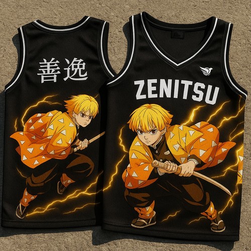 Demon Slayer-Zenitsu Flash Basketball Jersey