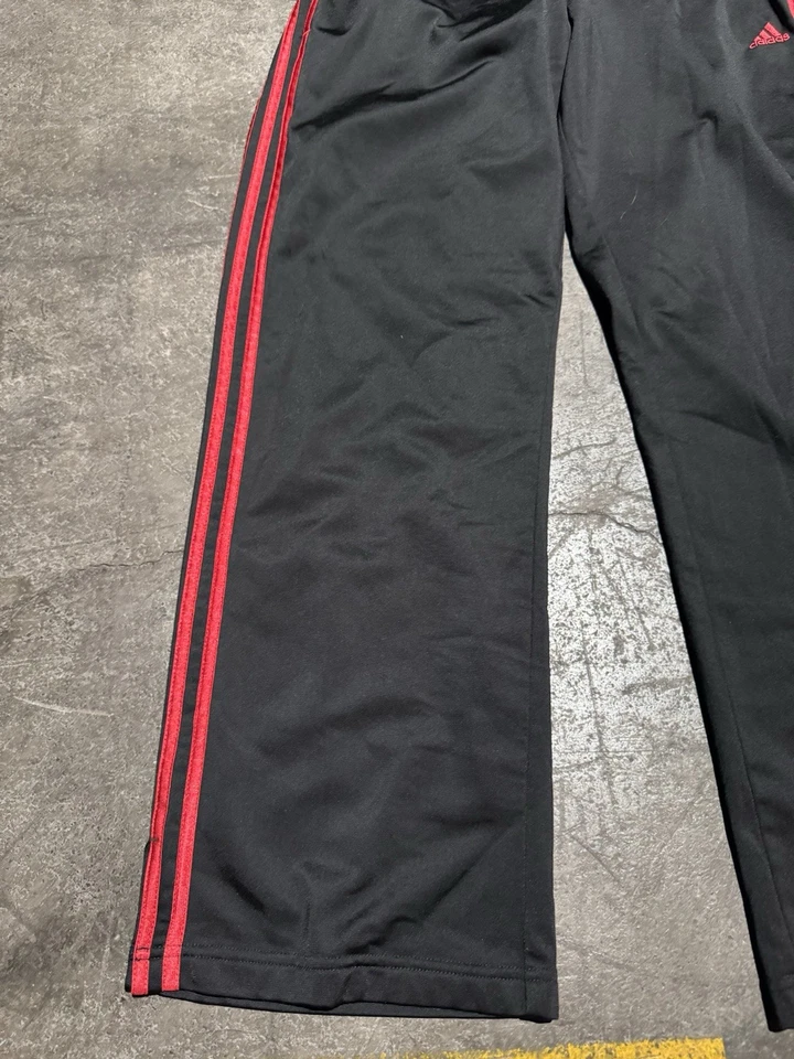 Adidas Straight Jogging Gym Bottoms Black Red Stripes Uk Women's L Size 18 - Image 2 of 4