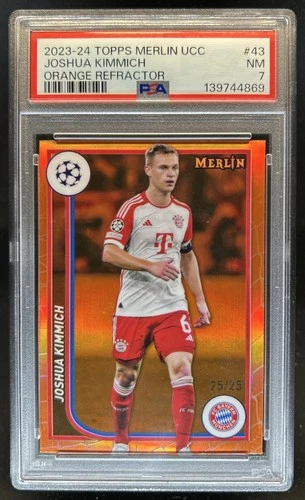 2023-24 Topps Chrome Merlin UEFA Joshua Kimmich Orange Refractor #/25 PSA 7