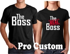 The Boss and The Real Boss Valentine's Gift Couple matching funny cute T-Shirts 