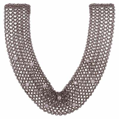 Italian Art Deco Style 18 Karat White Gold and Diamond Mesh Necklace 101-11 