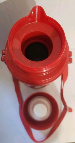 Vintage Nissan Vacuum Flask Nippon Sando Thermos Red/Chrome with Strap - Picture 6 of 6