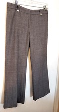 Tory Burch Womens Pants Flat Front Trousers Sz 6 Gray solid 100% wool flare leg