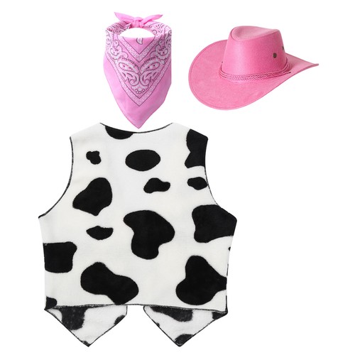 FEESHOW Unisex Kids Cowboy Cowgirls Costume Outfits Cow Print Vest with AU - Picture 12 of 66