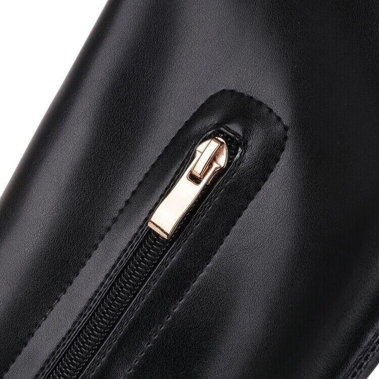 Zapatos para mujer con cremallera lateral sobre la rodilla botas punta abierta tacones de aguja elásticos tacones altos Foto 4 de 4