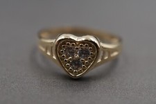 10K Solid Yellow Gold 8MM Heart CZ Baby Kid Children Women Pinky Band Ring. Sz 5