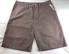Quiksilver Flat Front Casual Chino Shorts. Striped Brown, Men's Size 38. GUC 