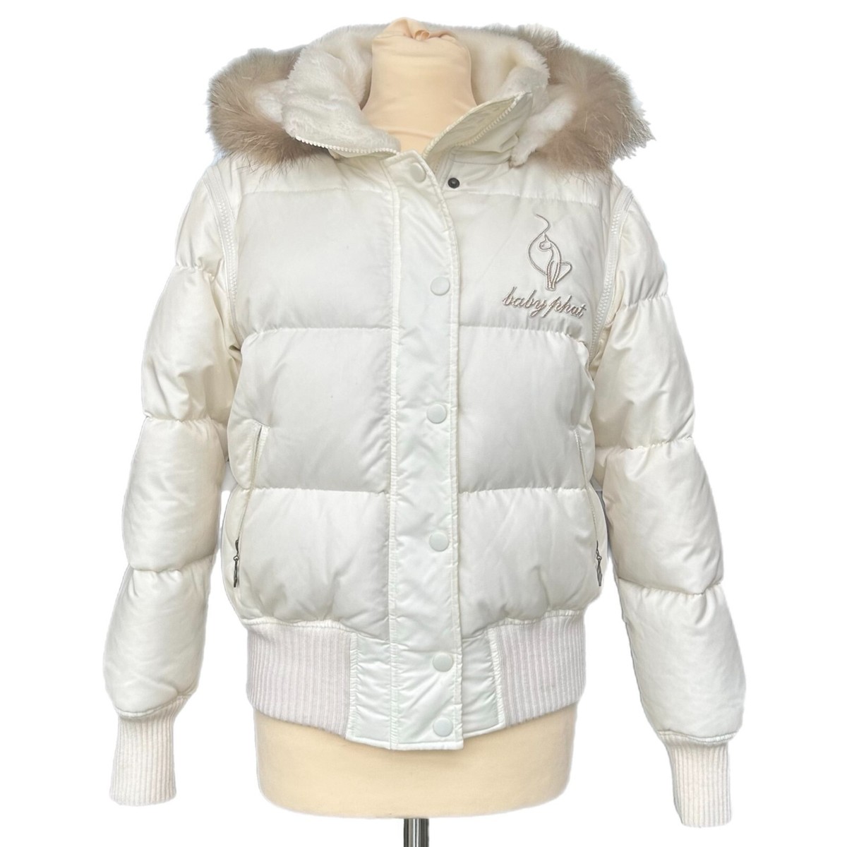 vintage y2k baby phat white fur puffer jacket size s | eBay