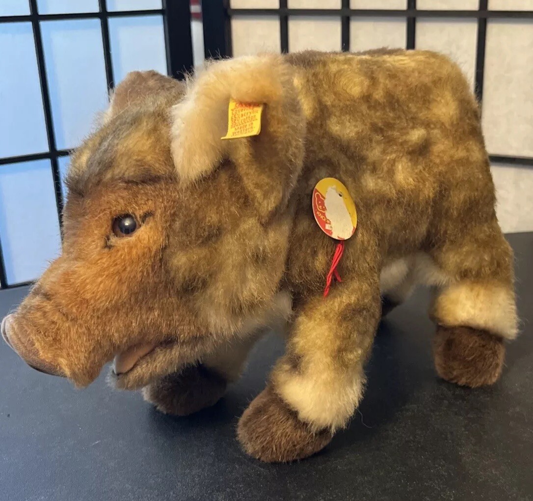 VTG Steiff Bora Wild Boar Pig Plush Stuffed Animal 2677/30