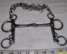  HORSE BIT-4-3/4" PELHAM BROKEN MOUTH STYLE-STAINLESS STEEL EXCELLENT W/CHAIN