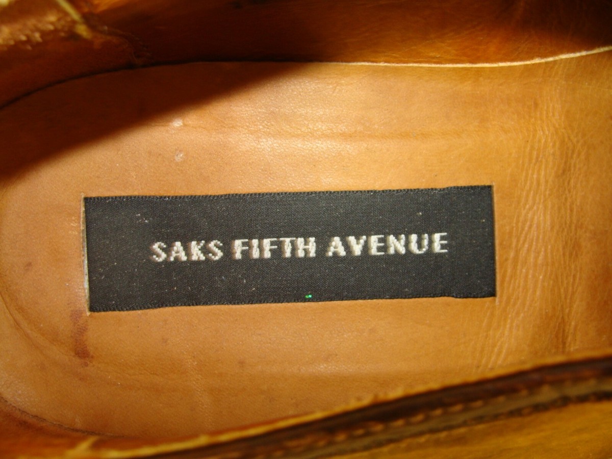 SAKS FIFTH AVENUE Mens Brown Leather OXFORD Shoes Size 10.5M  C111 View 2