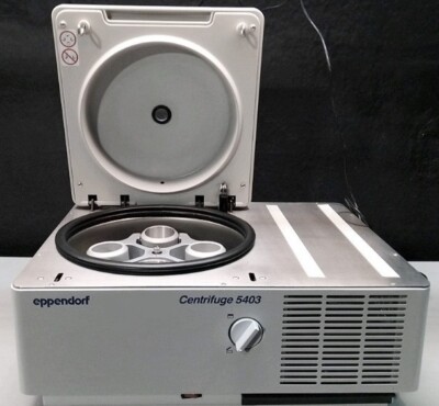 EPPENDORF 5403 REFRIGERATED CENTRIFUGE W/ 16A4-44 SWING BUCKET ROTOR & BUCKETS