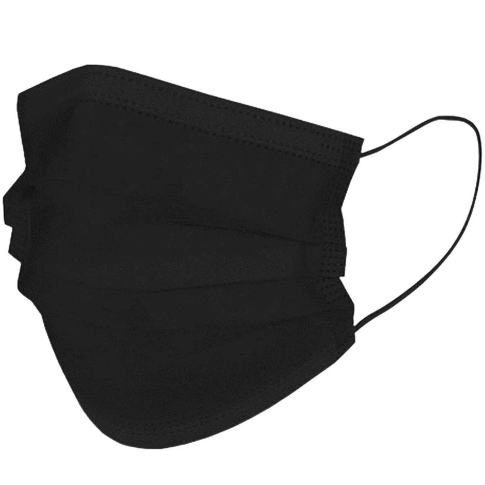 500pcs Black Disposable Face Mask Respirator 3Ply Covering Protection Adult