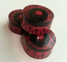 3 Guitar speed volume / tone knobs. Black/Red flake. JAT CUSTOM GUITAR PARTS