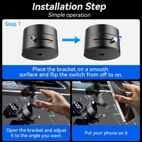 Support Téléphone Voiture Magnétique 360 Rotation Rétractable Ventouse Support pour Smar... - Photo 6 sur 10