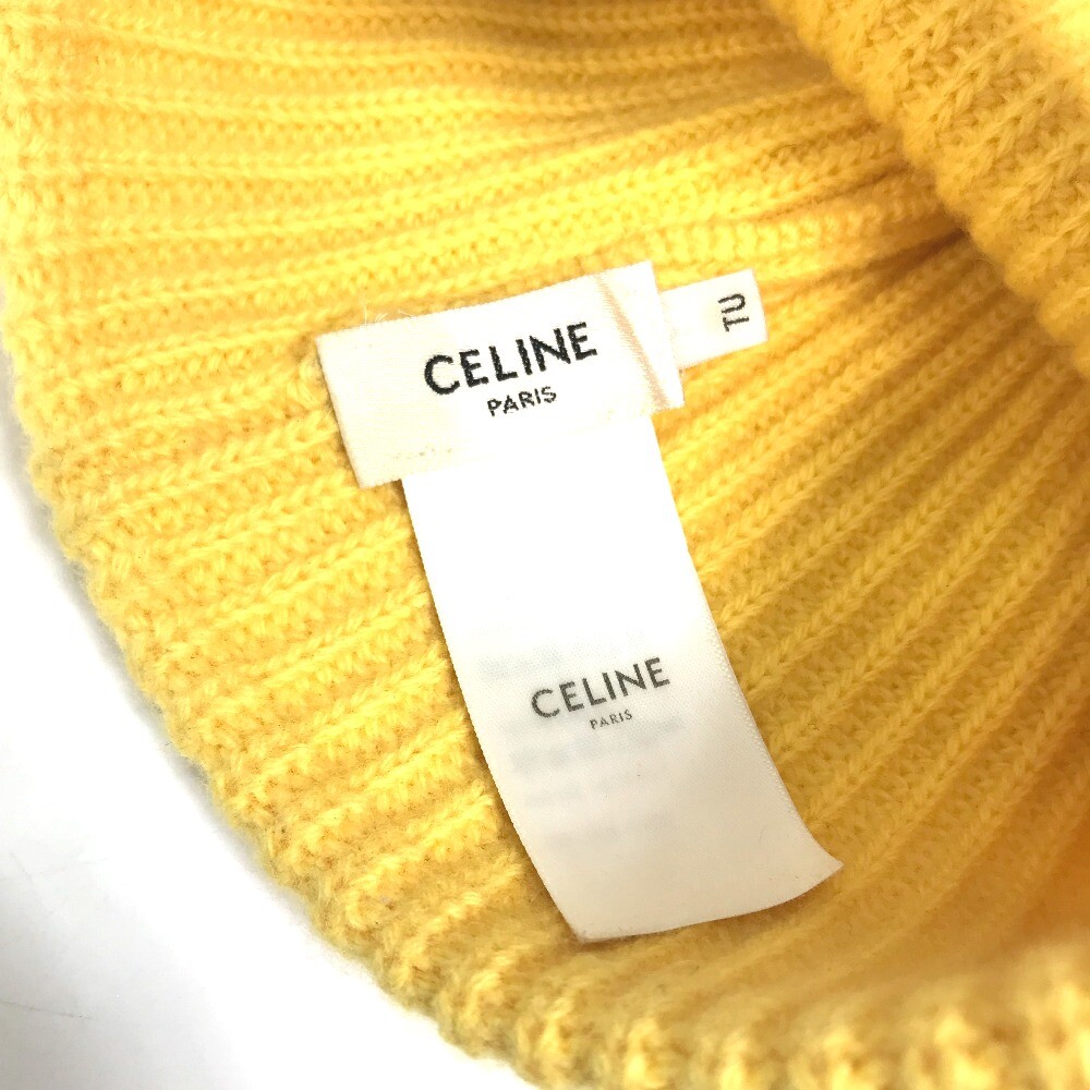 CELINE 2A61W535Q Logo embroidery Beanie Knit hat wool yellow CELINE 2A61W535Q Logo embroidery Beanie Knit hat wool yellow