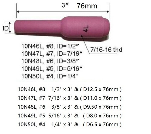 TIG Gas Lens Back Cap Collet Body Kit Fit QQ300 PTA DB SR WP 17 18 26 Torch 67pk - Afbeelding 8 van 12
