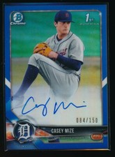 CASEY MIZE AUTO 2018 Bowman Chrome Draft BLUE REFRACTOR #/150 Rookie RC NO/NO
