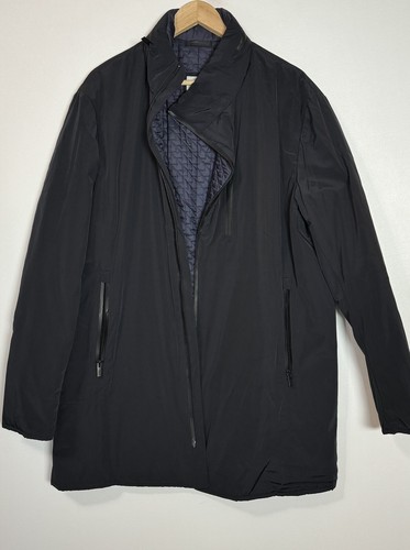 #407 ARMANI Collezioni Polyester Zip Hooded Rain Coat Size 44 NAVY - Picture 2 of 10