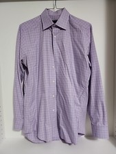 David Donahue Button Up Shirt 16 Purple Oxford Dress Preppy Outdoors Mens 34/35