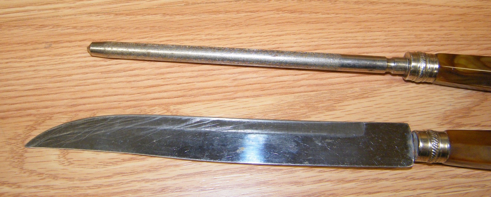 Stainless Steel Empire Sheffield England Knife & Sharpener With Brown