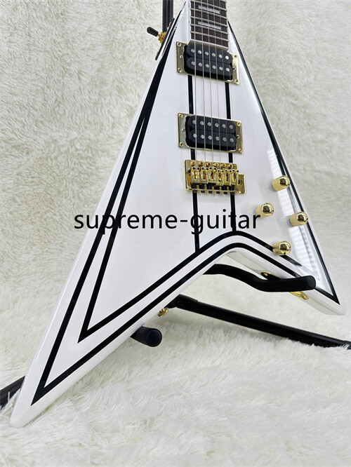 New Flying V White Electric Guitar HH Pickups FR bridge Mahogany Solid