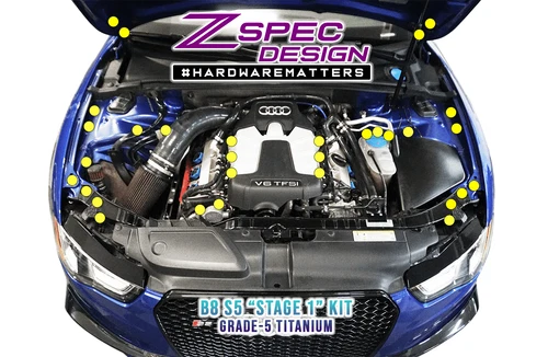 ZSPEC "Stage 1" Dress Up Bolts® Fastener Kit for Audi S5 B8 EA837 3.0L, Titanium