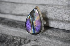 Natural Purple Labradorite Ring 925 Sterling Silver Spiritual Ring Birthday Gift