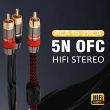 Hi-Fi Copper Subwoofer Cable RCA to 2 RCA Male Audio Splitter Signal Stereo Cord